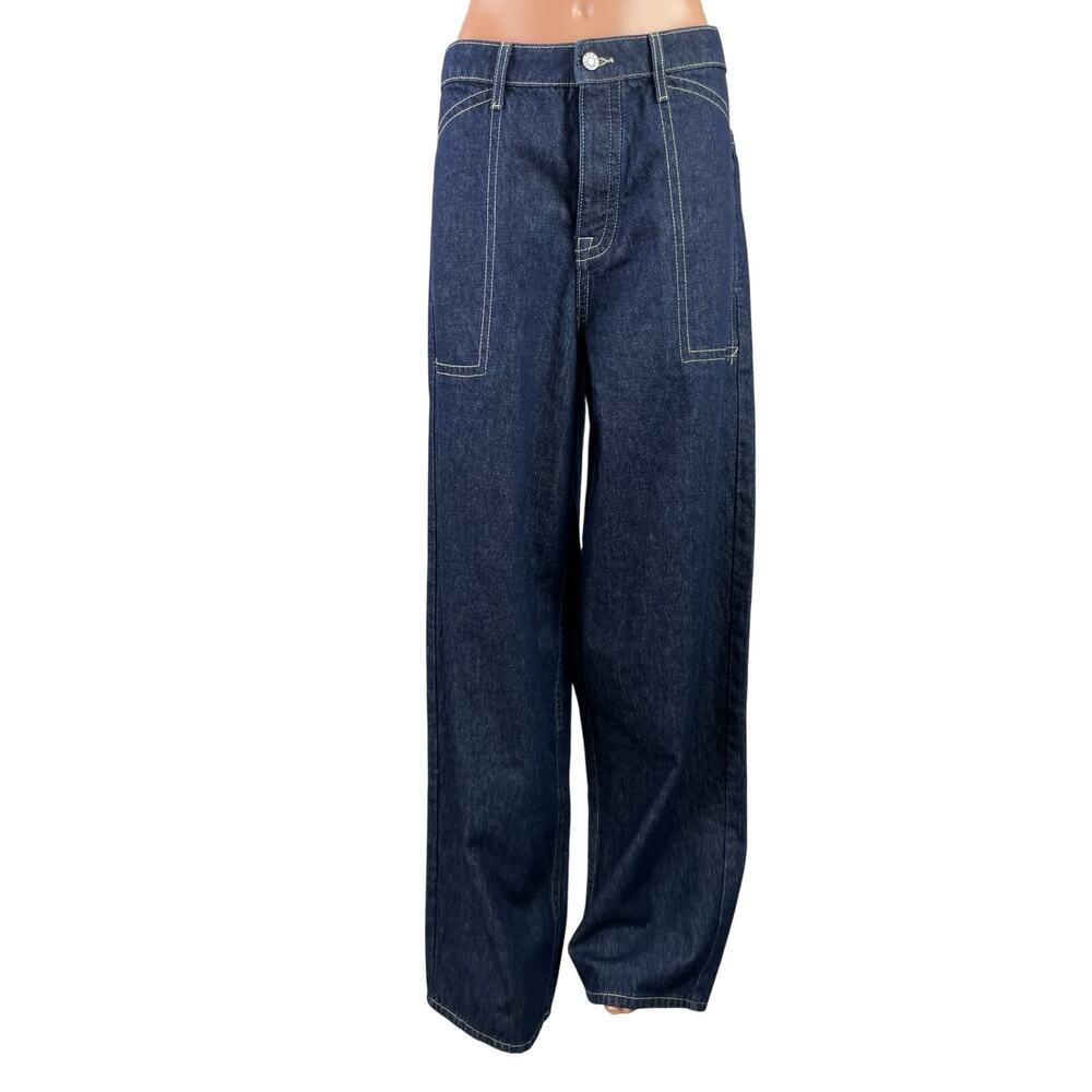 ASOS Women's Blue High Rise Wide Leg Baggy Loose Relaxed Denim Jeans Size 34